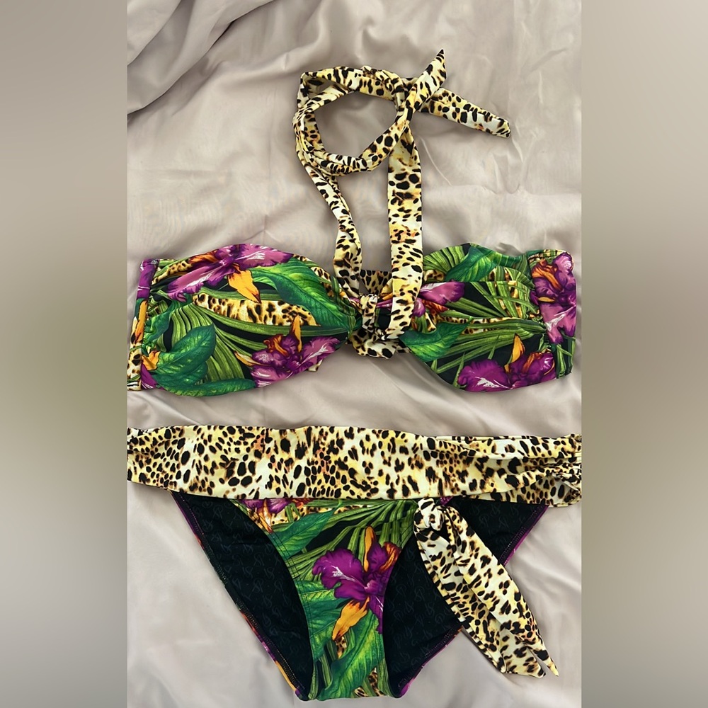 Y2K Victoria Secret Jungle Animal Print Floral Bikini - Picture 4 of 6